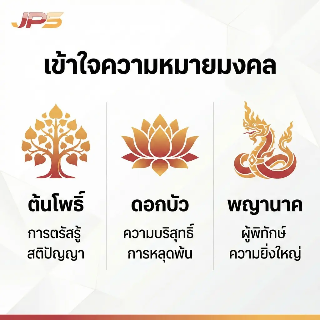 ความหมายลายมงคลวอลเปเปอร์ห้องพระ ลายไทย ต้นโพธิ์ ดอกบัว พญานาค สื่อถึงสติปัญญา ความบริสุทธิ์ และการคุ้มครอง