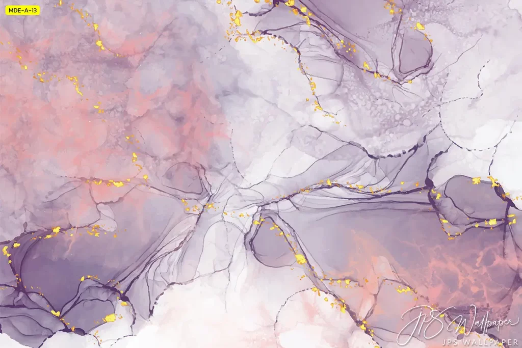 วอลเปเปอร์หินอ่อนชมพูม่วงแซมทอง ดูมีสไตล์