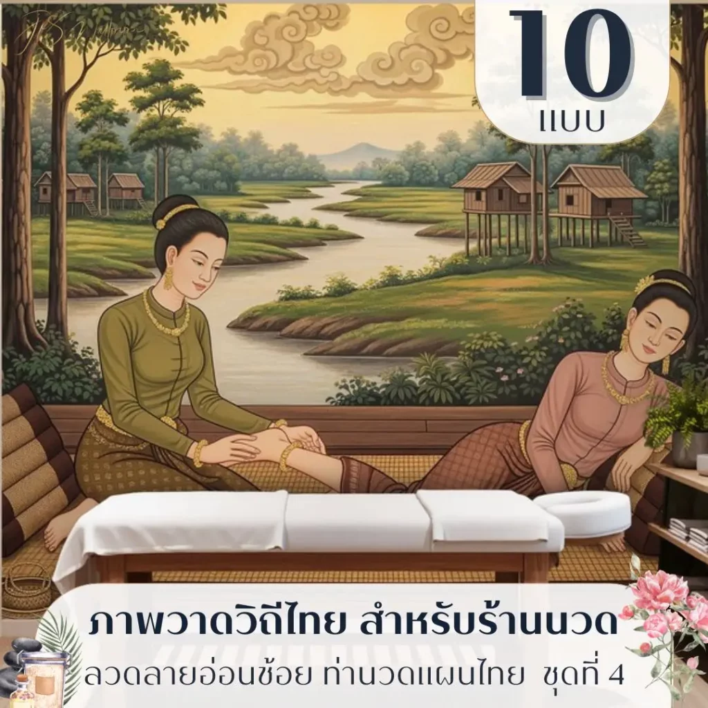 Thai massage wall art แบบวอลเปเปอร์นวดแผนไทย รับพิมพ์และบริการติดตั้ง ช่วยให้ผนังร้านดูเป็นมืออาชีพ
