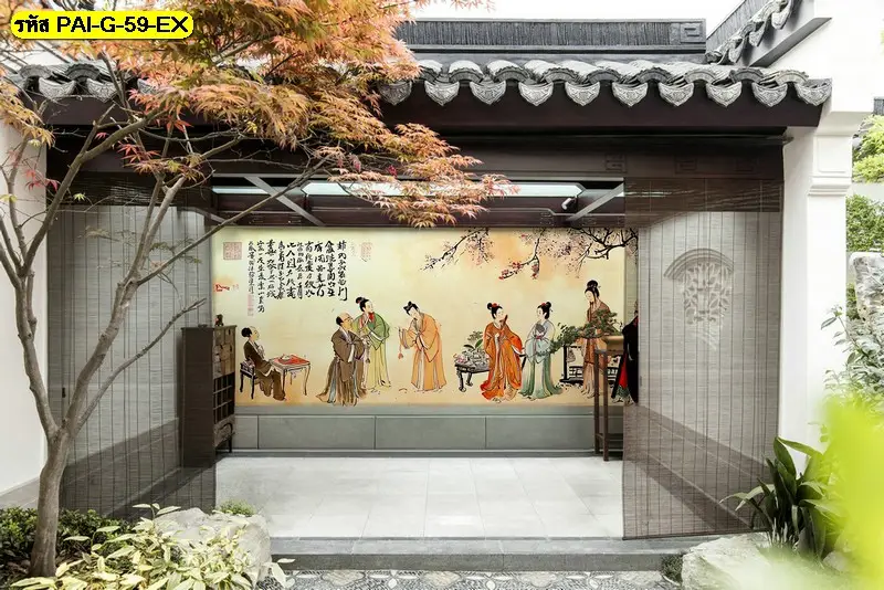 Korean aesthetic mural art ลายธรรมชาติเกาหลี รับพิมพ์และติดตั้ง เหมาะกับวอลเปเปอร์ร้านอาหารเกาหลีและคาเฟ่ร่วมสมัย