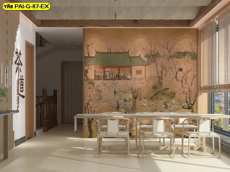 วอลเปเปอร์ภาพเกาหลีแนวอาร์ตลาย illustration รับพิมพ์และบริการติดตั้ง เหมาะกับภาพแต่งผนังร้านอาหารเกาหลี
