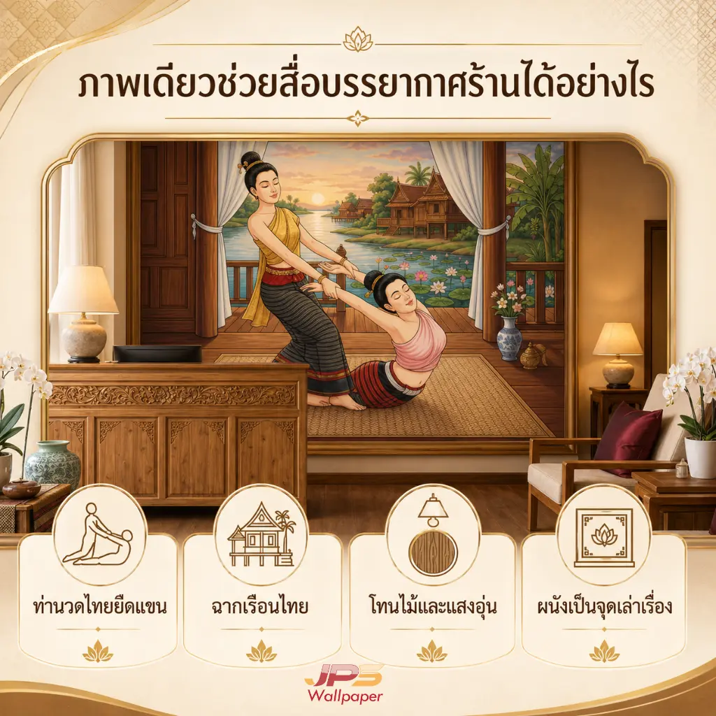 JPS Wallpaper ภาพเดียวช่วยสื่อบรรยากาศร้านด้วยวอลเปเปอร์นวดไทยยืดแขน