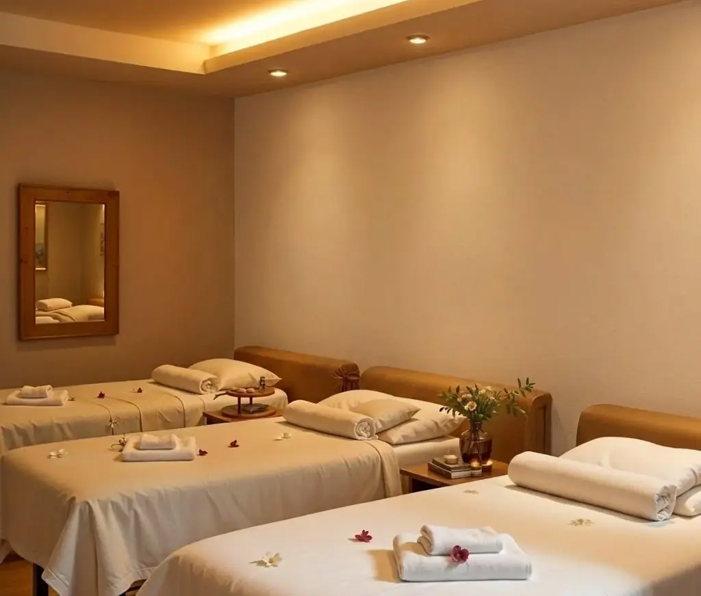 ภาพร้านนวดที่ตกแต่งครบแต่ผนังยังโล่ง