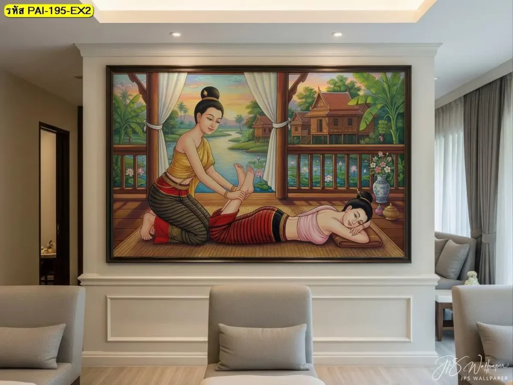 วอลเปเปอร์ตกแต่งสปาไทย JPS Wallpaper ลายศิลปะไทยร่วมสมัย เสริมเอกลักษณ์ร้านให้ดูหรูหรา