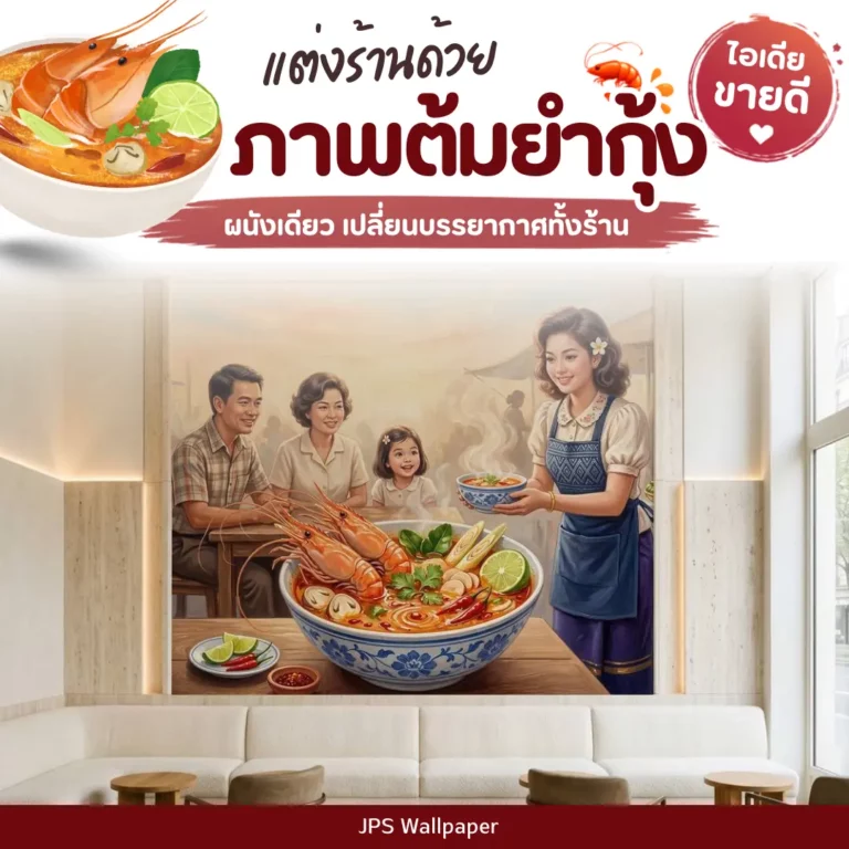 ภาพต้มยำกุ้งติดผนังร้าน สร้างบรรยากาศอาหารไทยสำหรับครอบครัว