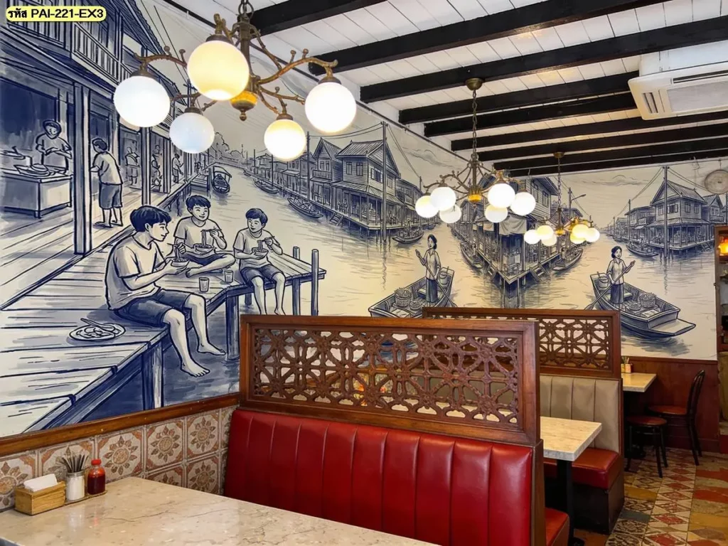 ภาพวิถีชีวิตไทยติดผนังร้านก๋วยเตี๋ยวแนว Local Experience