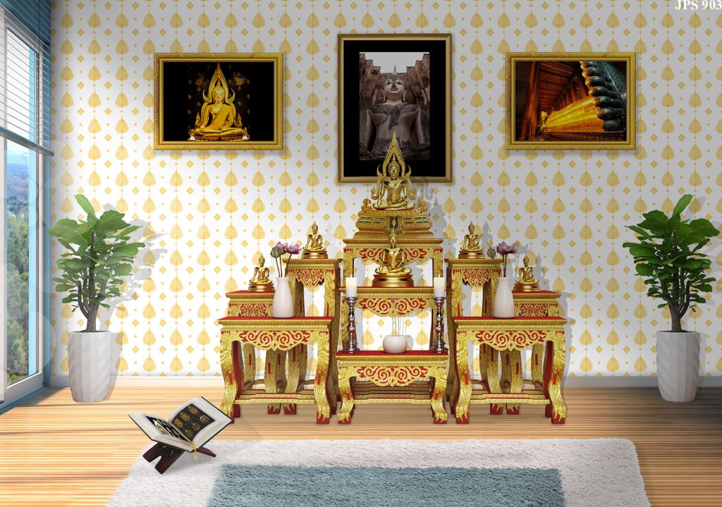 วอลเปเปอร์ลายใบโพธิ์สีทอง