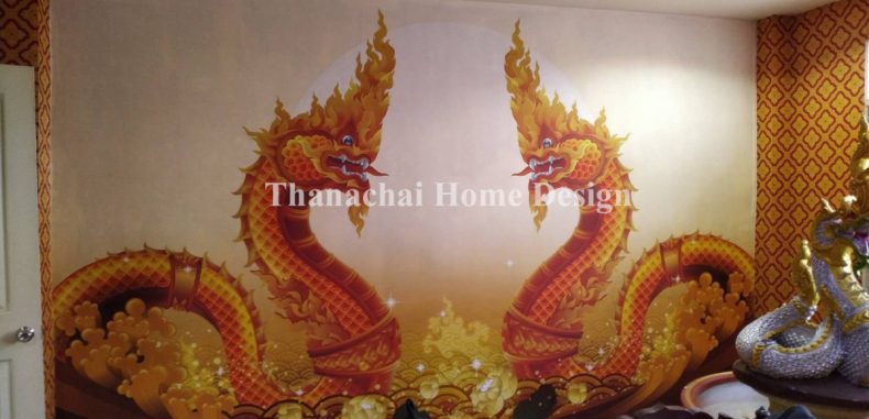 ติดตั้งภาพพิมพ์ลายพญานาค จากร้าน Thanachai Home Design