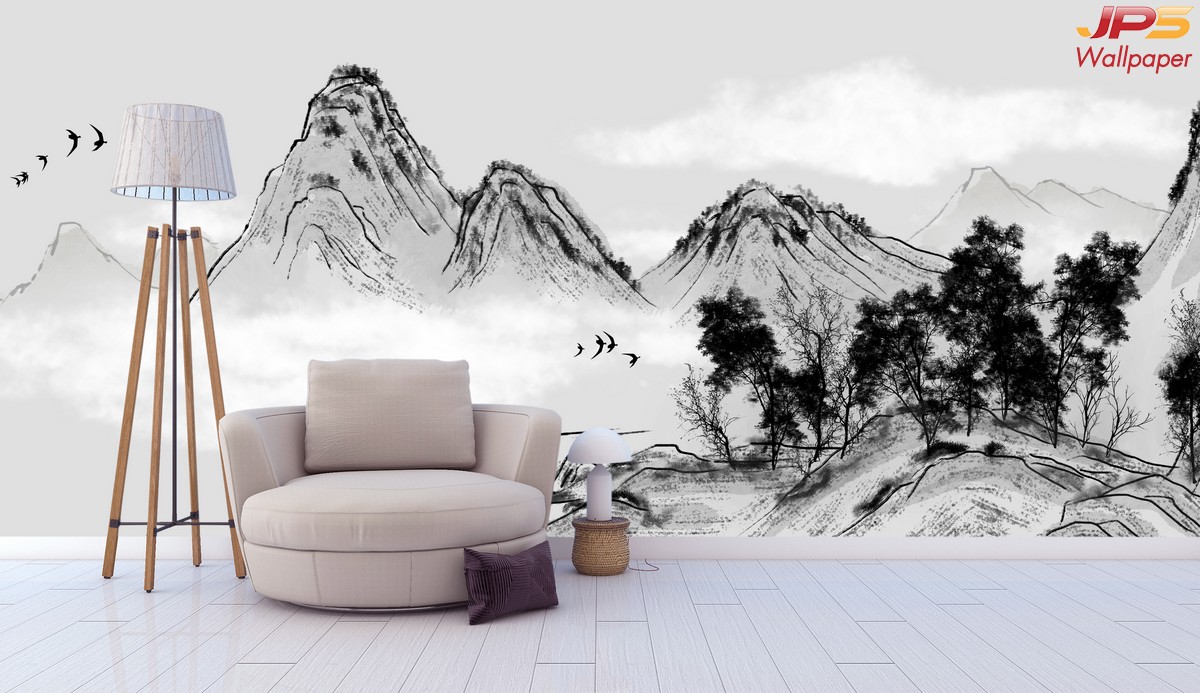 วอลเปเปอร์สั่งพิมพ์ภาพวิวตามหลักฮวงจุ้ย ภาพธรรมชาติ ภาพภูเขาหิมะ ภาพภูเขาติดผนัง ฮวงจุ้ยกับห้องนั่งเล่น