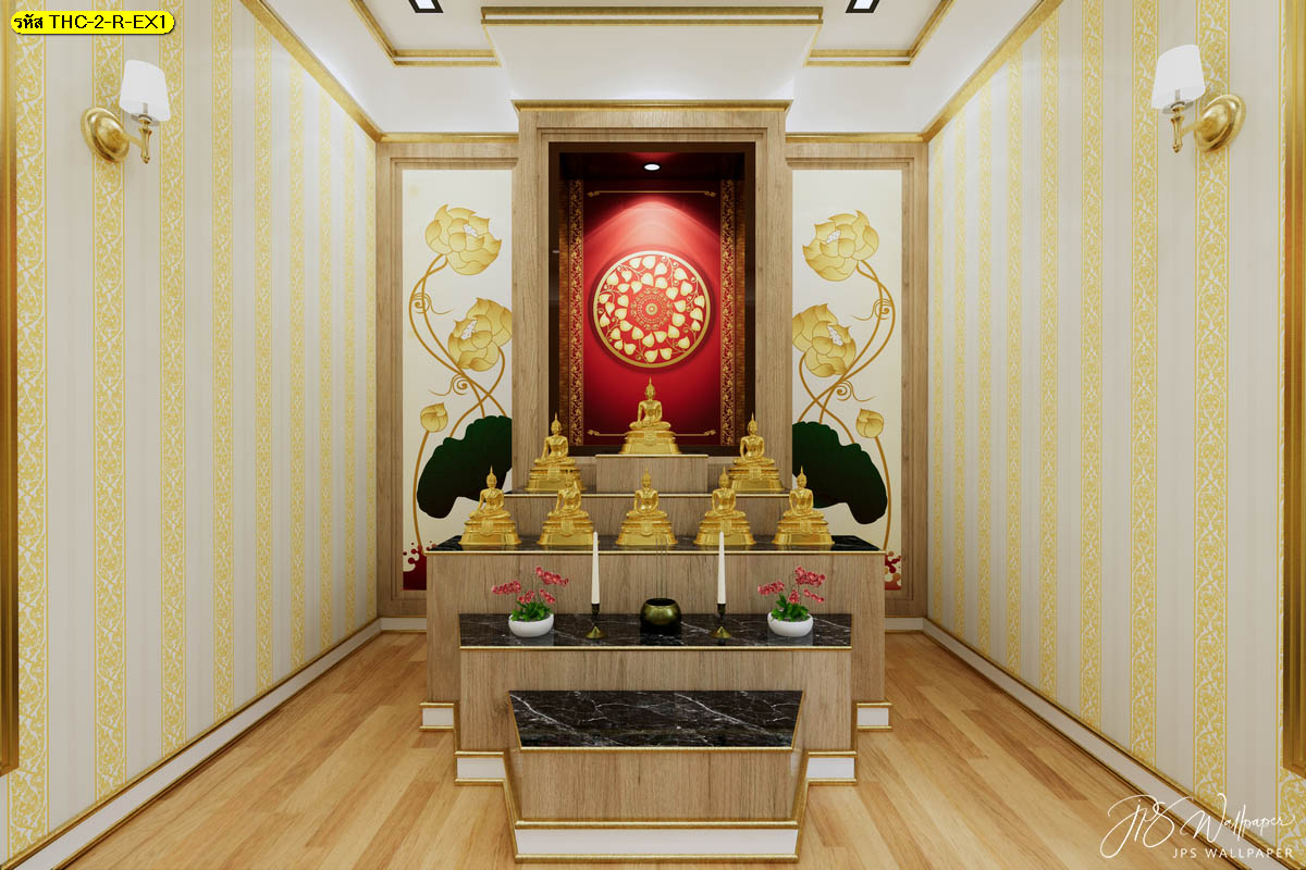 แบบห้องพระสวยๆ ห้องพระลายไทย ออกแบบห้องพระในบ้าน