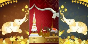 วอลเปเปอร์ลายไทยช้าง ตกแต่งผนังห้องพระลายไทย