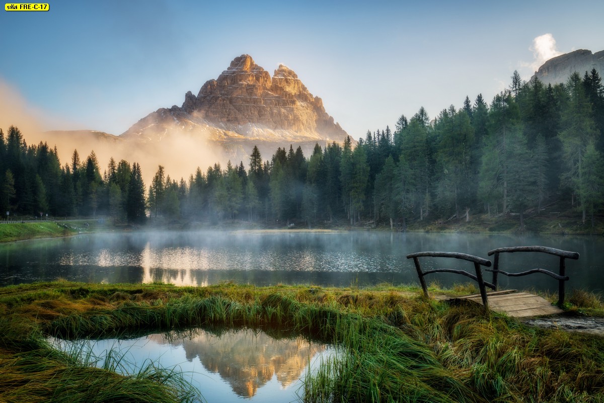 ภาพวิวสั่งพิมพ์ลายภูเขาและทะเลสาบในประเทศอิตาลี ภาพวิวธรรมชาติสวยๆ