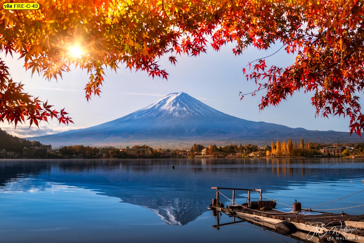 ภาพสั่งผลิตขนาดใหญ่วิวประเทศญี่ปุ่น วอลเปเปอร์วิวภูเขาฟูจิประเทศญี่ปุ่น ทะเลสาบประเทศญี่ปุ่น