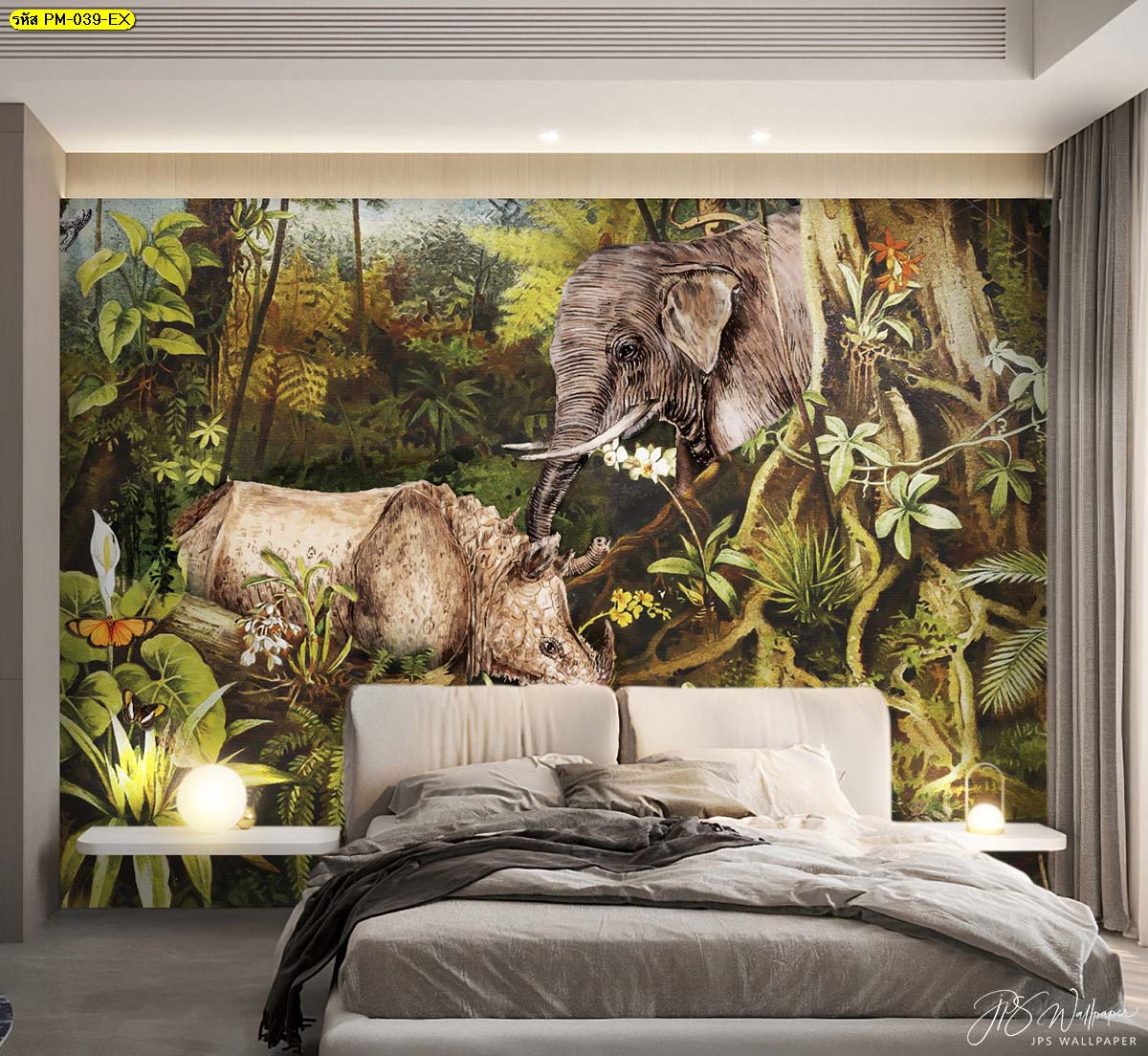 สัมผัสความสดชื่นในห้องนอนด้วยวอลเปเปอร์ลายธรรมชาติ ช้างในป่า สัตว์ใหญ่ในสวนป่า