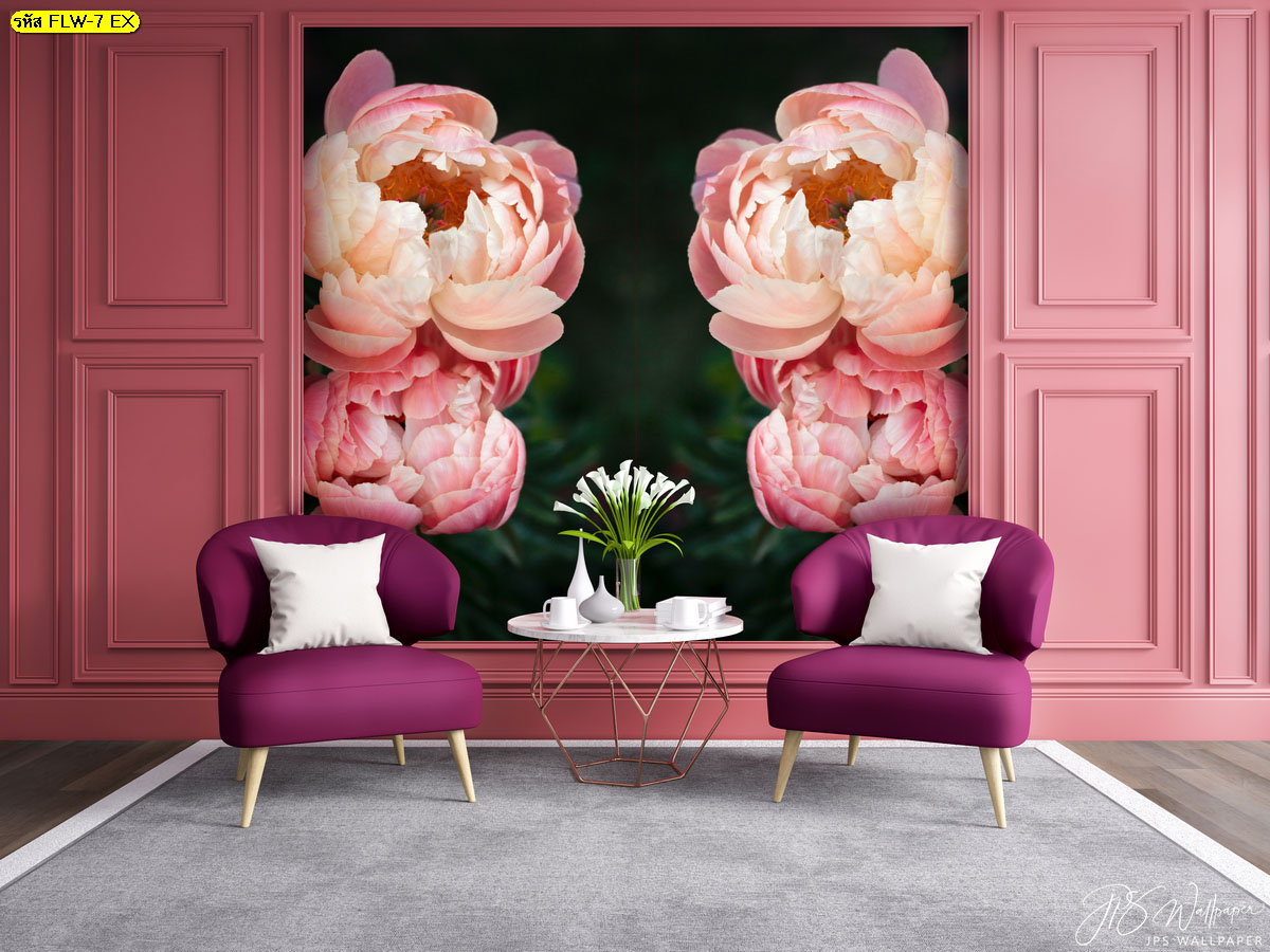 พิมพ์ภาพติดผนังภาพถ่ายดอกไม้ ดอกบัวสีชมพู ตกกแต่งห้องนั่งเล่น