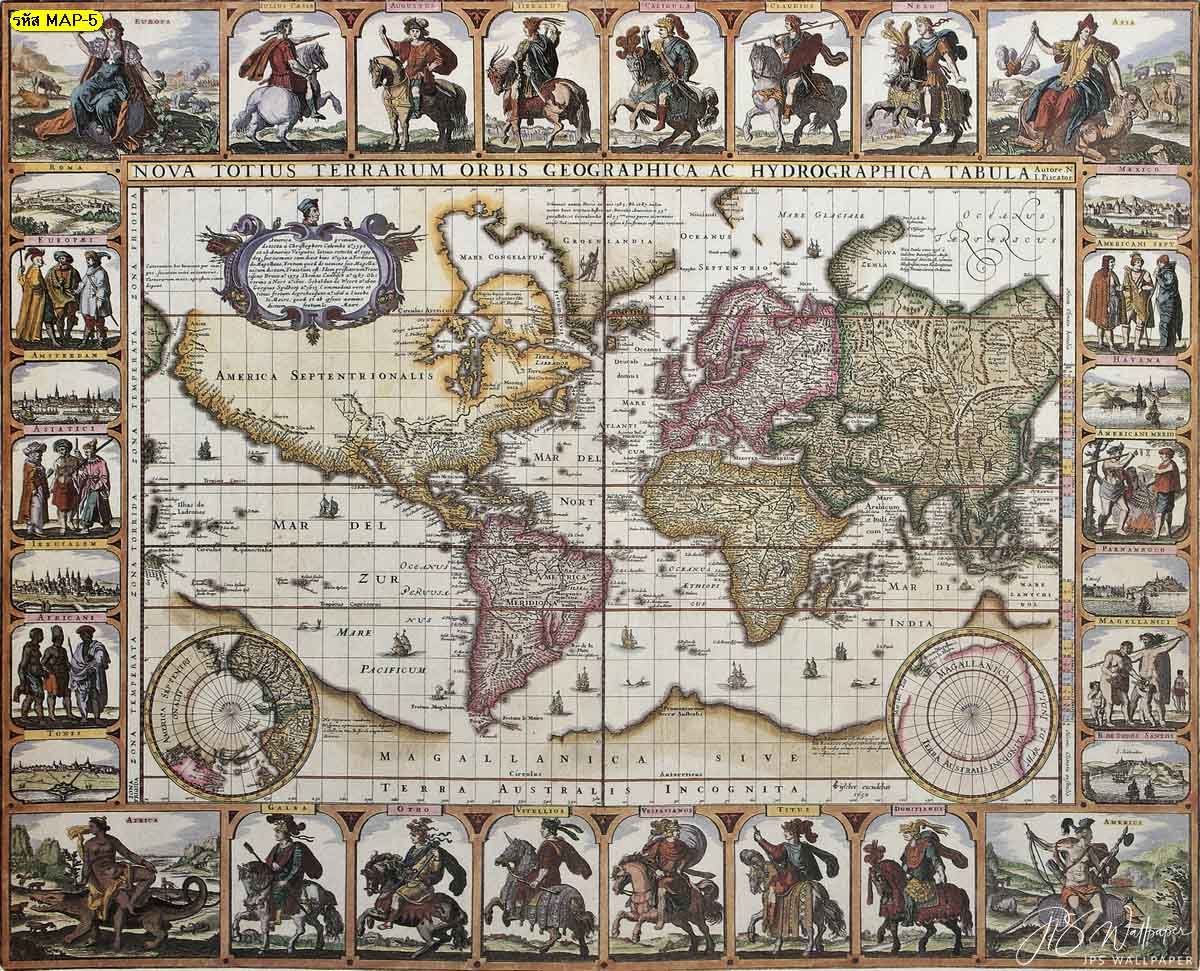 วอลเปเปอร์สั่งปริ้นแผนที่ แผนที่โลกโบราณขอบประวัติศาสตร์ แผนที่โลกยุคโบราณ