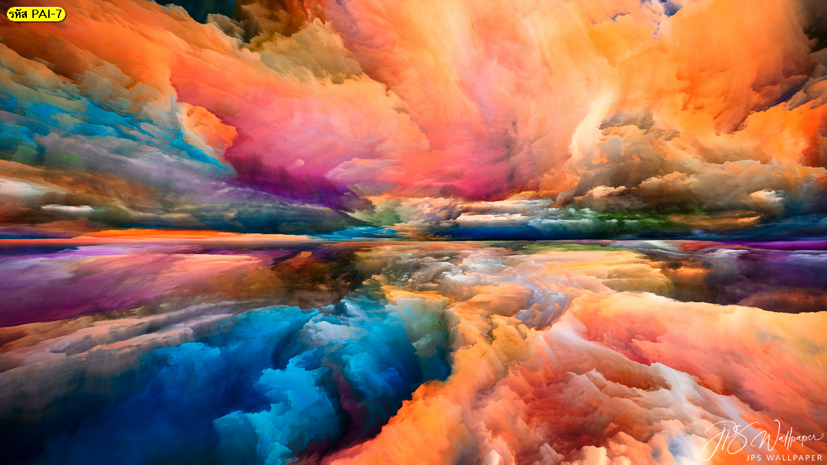 สั่งทำวอลเปเปอร์ภาพวาดศิลปะไล่ระดับสี เมฆไล่ระดับสี สีในจินตนาการ