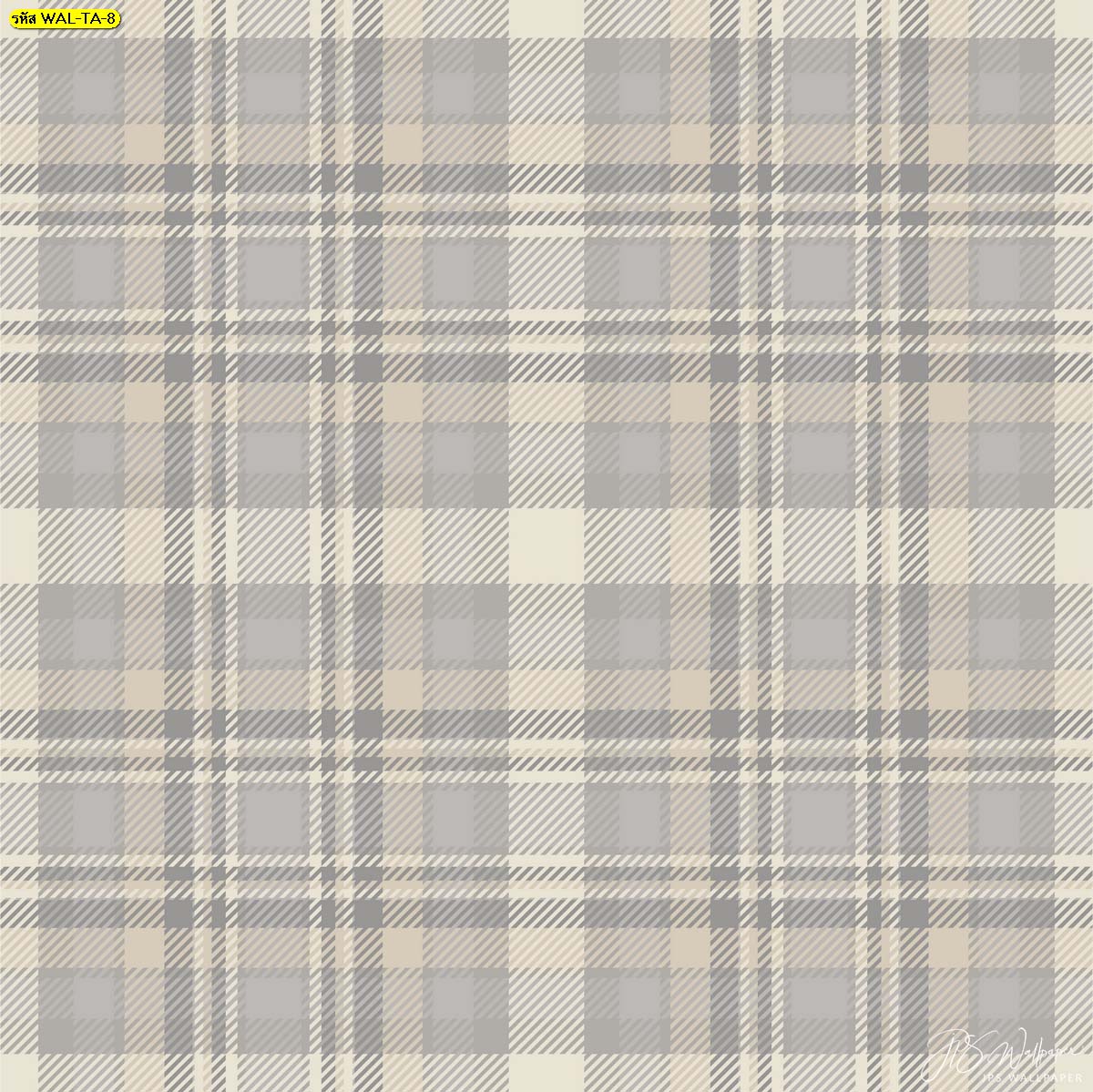 ภาพตกแต่งผนังลายสก็อตสีครีม วอลเปเปอร์ลายต่อเนื่อง 