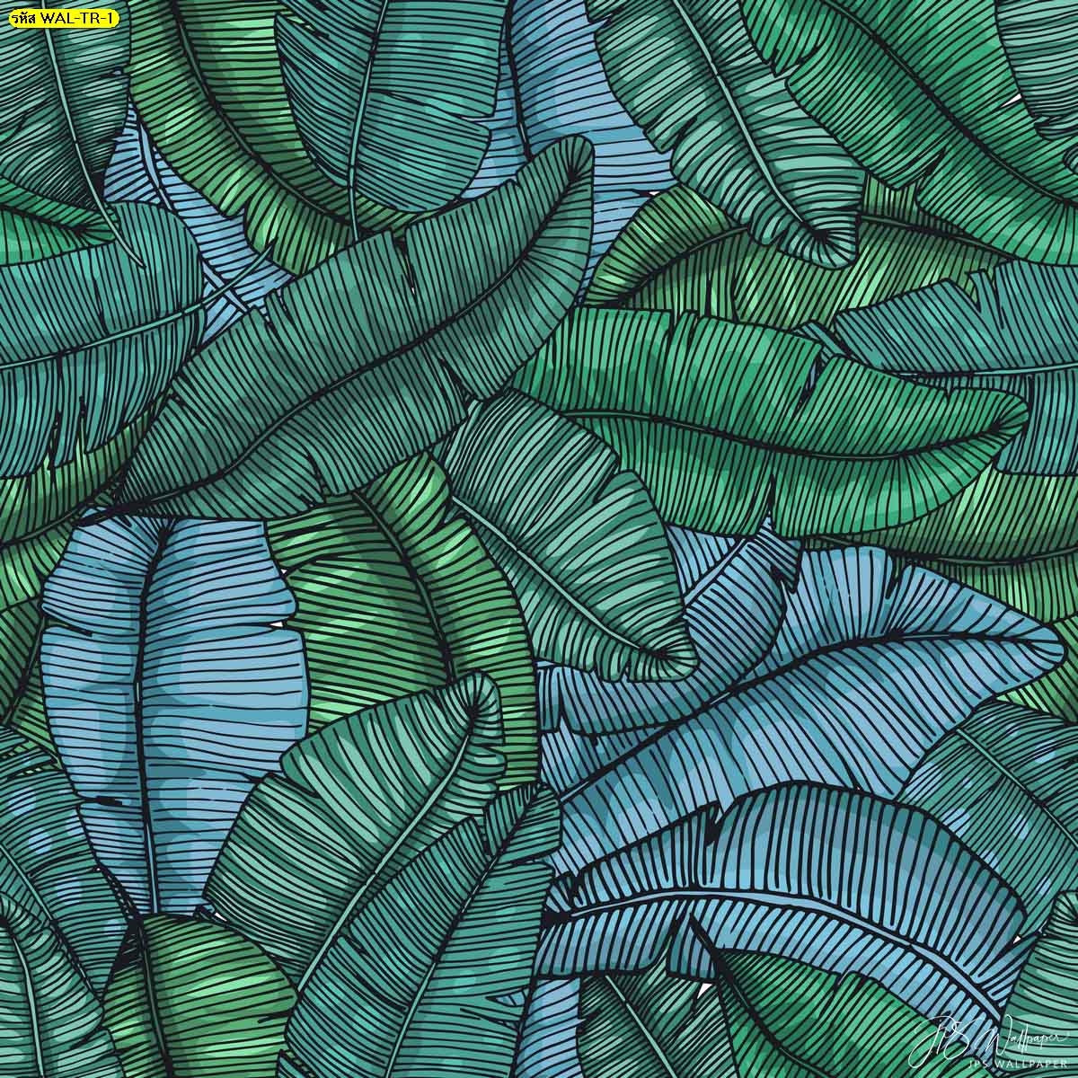วอลเปเปอร์ต่อลายใบตองเขียว วอลเปเปอร์ต่อลายขนาดใหญ่ลายใบตอง