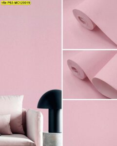 วอลเปเปอร์สีชมพูพาสเทลผิวละเอียด สร้างบรรยากาศหวานละมุนในห้องนั่งเล่น