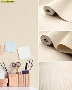 วอลเปเปอร์ลายเส้นแนวตั้งสีครีม ผิวเรียบ เพิ่มความสูงให้ผนังห้อง