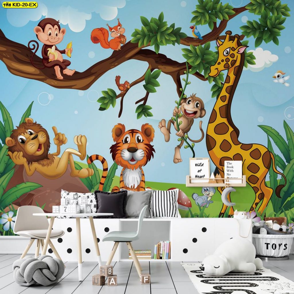 วอลเปเปอร์ห้องเด็ก เสริมพัฒนาการ เรียนรู้สัตว์และธรรมชาติ