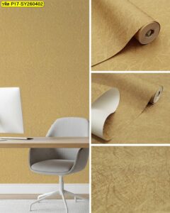 อลเปเปอร์สีเหลืองทองลายนูนพื้นผิวแบบกระดาษสาช่วยเพิ่มความสว่างและความเป็นมงคลให้กับตัวบ้าน