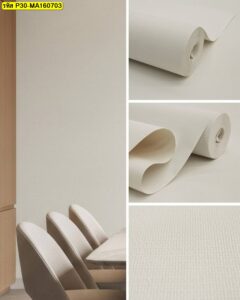 วอลเปเปอร์ลายเรียบสีเบจอ่อน เหมาะสำหรับตกแต่งผนังห้องประชุมและพื้นที่รับรอง ให้บรรยากาศเรียบ สุภาพ และอบอุ่น