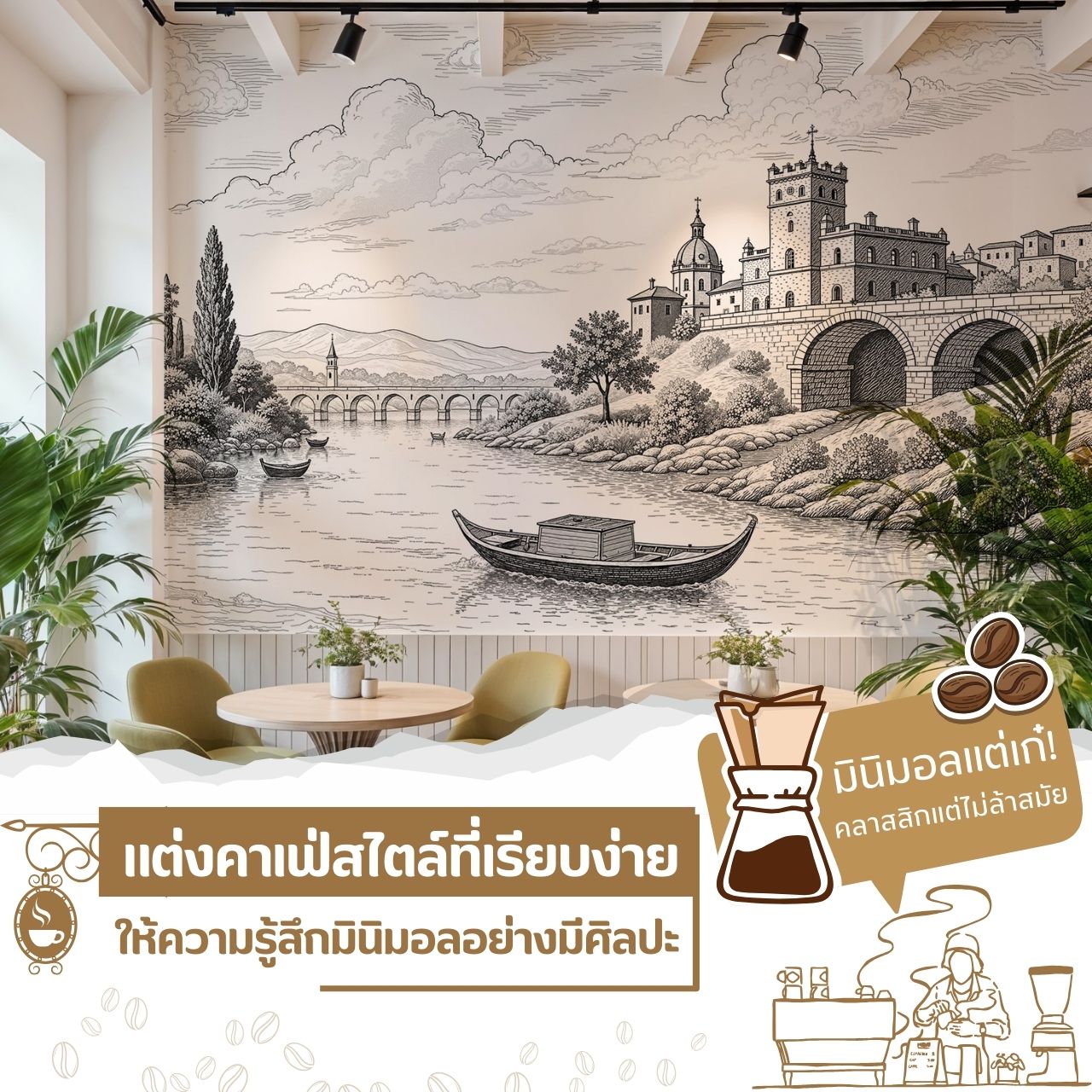 แต่งคาเฟ่สไตล์ที่เรียบง่าย ให้ความรู้สึกมินิมอลอย่างมีศิลปะ