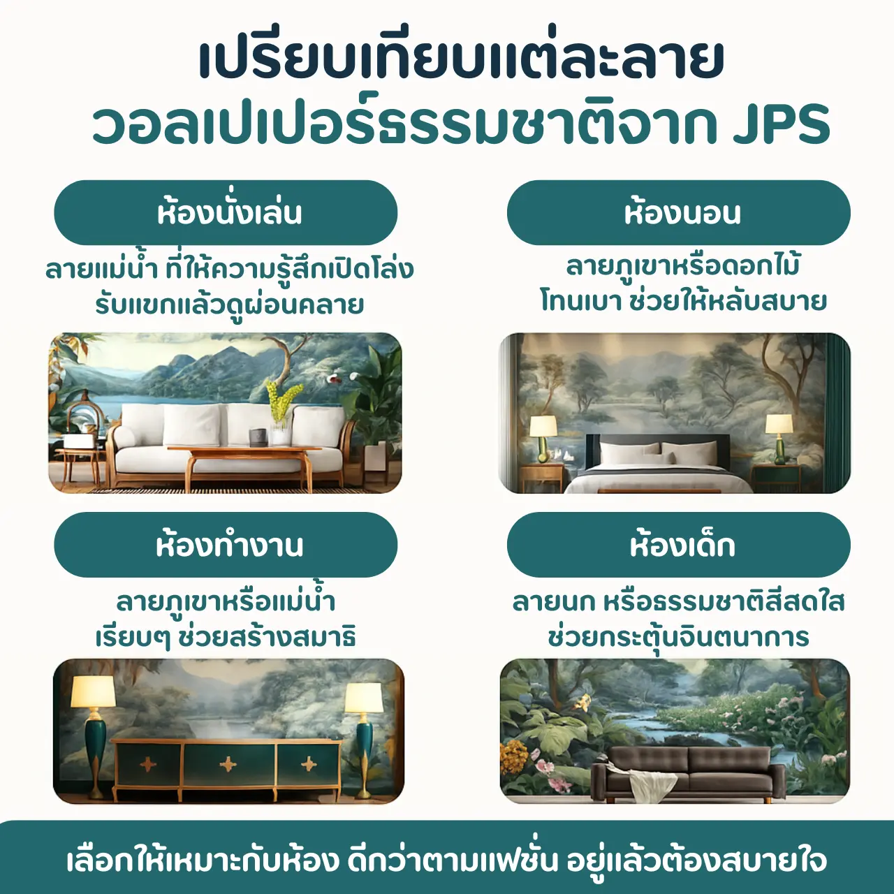เปรียบเทียบแต่ละลาย วอลเปเปอร์ธรรมชาติจาก JPS