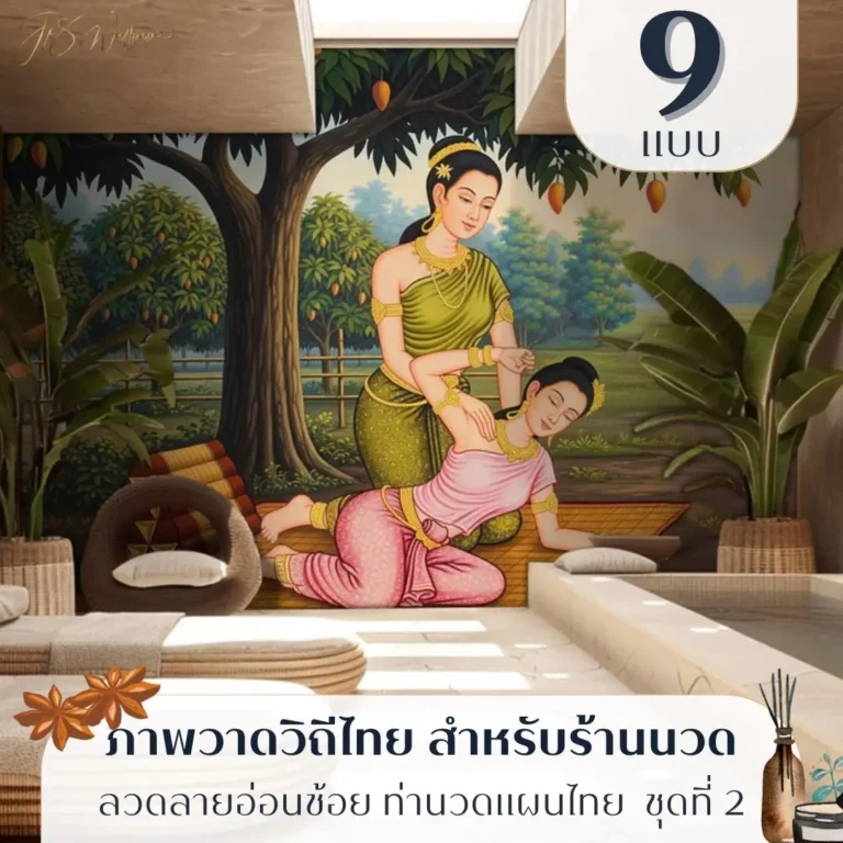 Thai massage wall art รับพิมพ์ตามขนาดจริง พร้อมบริการติดตั้ง ช่วยให้ผนังร้านนวดดูมีเรื่องราว