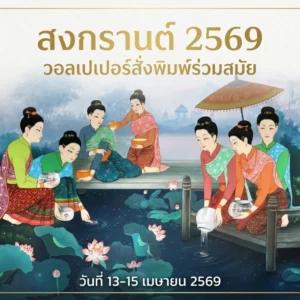 วอลเปเปอร์สั่งพิมพ์ลายสงกรานต์ 2569 ภาพหญิงไทยสไตล์วอลเปเปอร์ลายไทยหรู