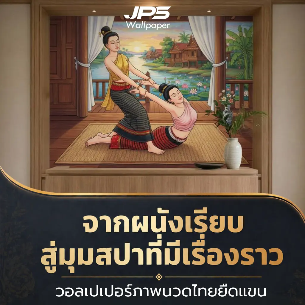 JPS Wallpaper ภาพปกวอลเปเปอร์นวดไทยยืดแขน จากผนังเรียบสู่มุมสปาที่มีเรื่องราว