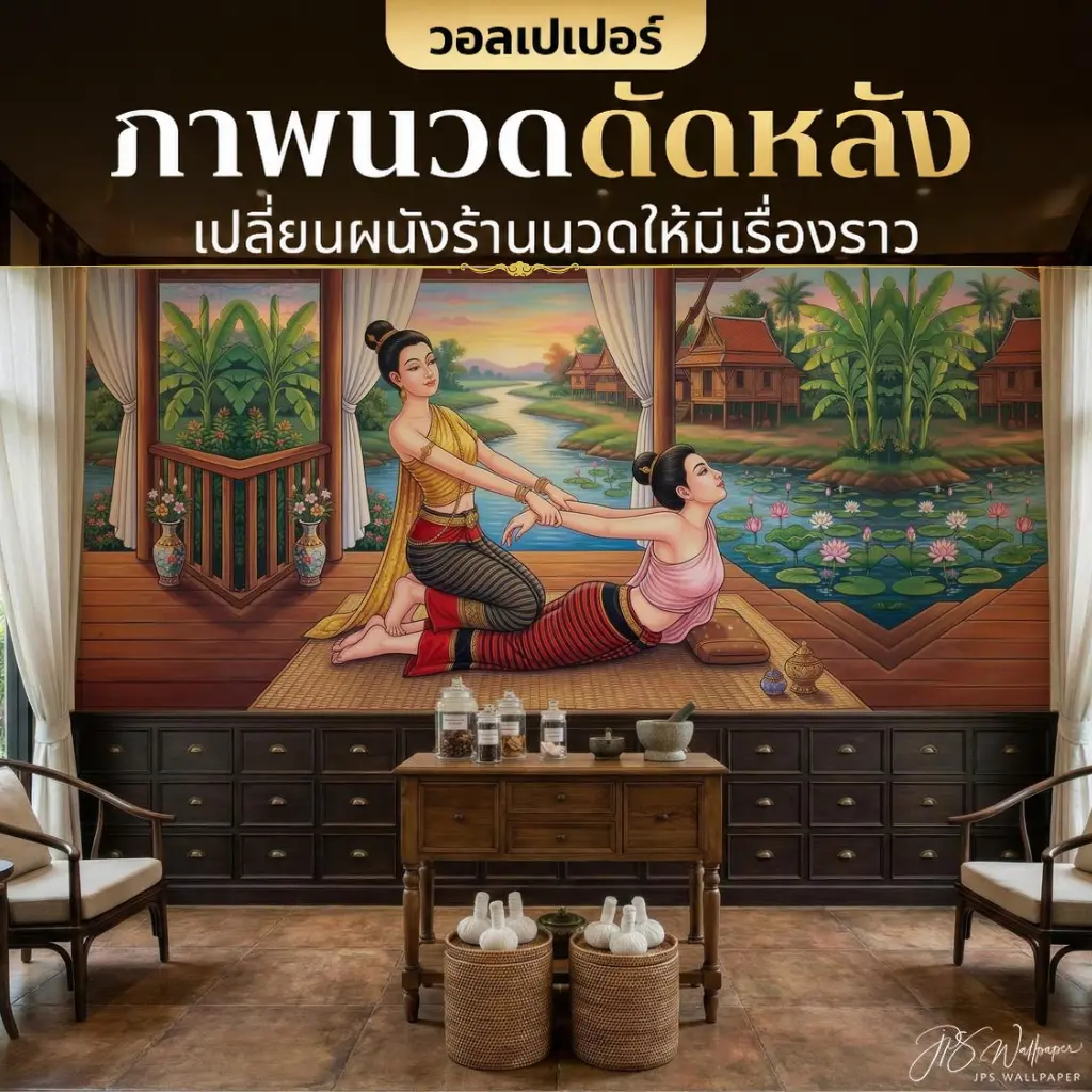 วอลเปเปอร์ภาพนวดดัดหลัง เปลี่ยนผนังร้านนวดให้มีเรื่องราว JPS Wallpaper