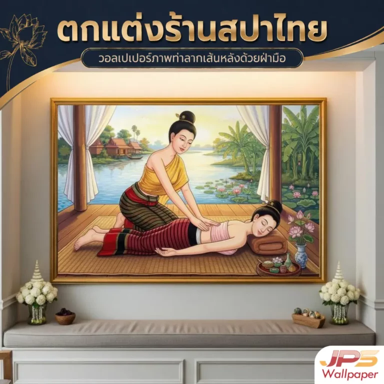 JPS ภาพท่าลากเส้นหลังด้วยฝ่ามือ ตกแต่งสปา ช่วยสร้างจุดเด่นให้ผนังดูมีเอกลักษณ์